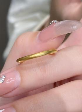 古法素圈戒指女实心仿真黄金色
