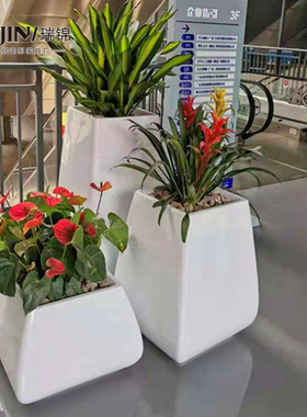 玻璃钢商场美陈大型组合花盆定制