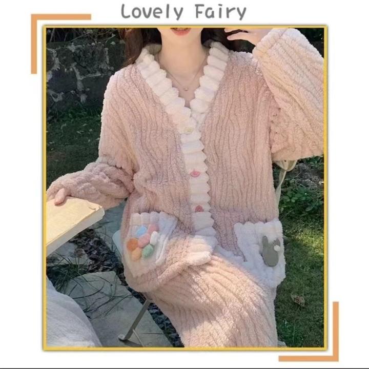 俞兆林睡袍女秋冬季加厚珊瑚绒长款浴袍家居服套装可外穿法兰绒_淘宝内购会_