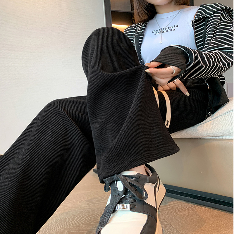 俞兆林灯芯绒裤子欧棉绒阔腿裤春秋新款休闲高腰女百搭时尚直筒裤_淘宝内购会_女士内衣/男士内衣/家居服-第5张图片-提都小院