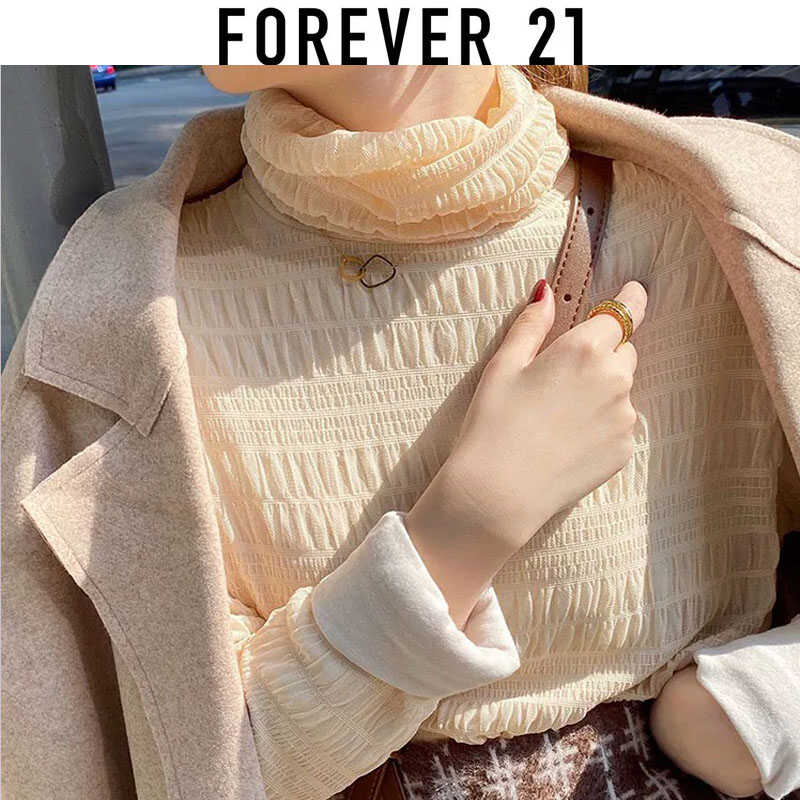 forever21蕾丝打底衫女装秋冬加绒加厚内搭高领保暖上衣服2024新_淘宝内购会_女装/女士精品