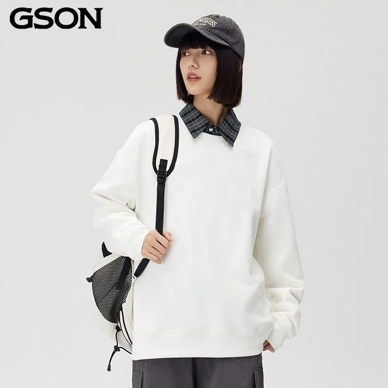 森马GSON 圆领连帽纯色卫衣秋冬宽松情侣卫衣加绒加厚长袖多色_淘宝内购会_女装/女士精品-第5张图片-提都小院