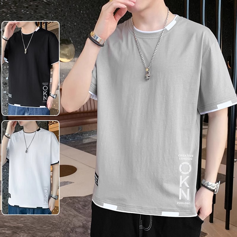 纯棉短袖t恤男士2025新款夏季薄款男装宽松半袖体恤圆领上衣服男