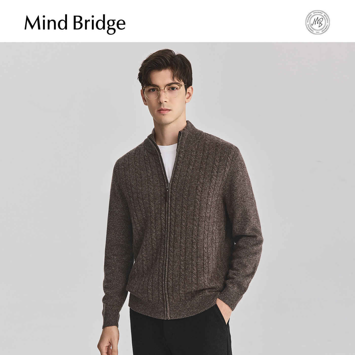 Mind Bridge2026年春季新品羊毛外套男士老钱风复古休闲夹克开衫,淘宝优惠券,粉丝福利购,淘宝优惠卷