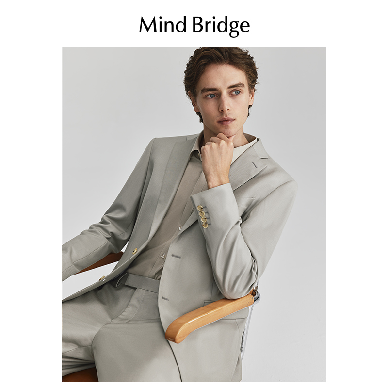 MB MindBridge百家好男士新款休闲西装外套2024春季通勤简约西服-图1