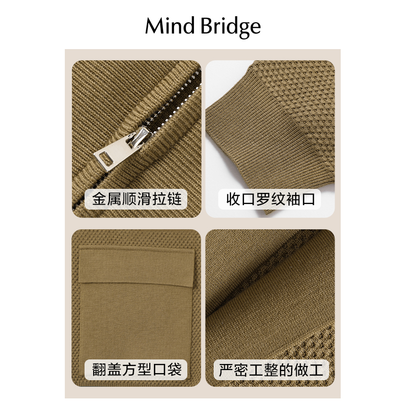 MindBridge百家好2024新款针织衫春季休闲毛衣男士针织开衫外套