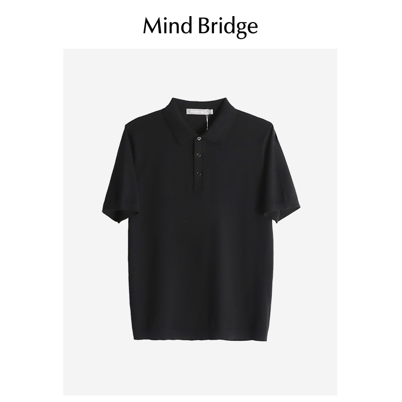 Mind Bridge夏季桑蚕丝polo衫男士半截袖2024新款短袖M0224B71051 - 图2