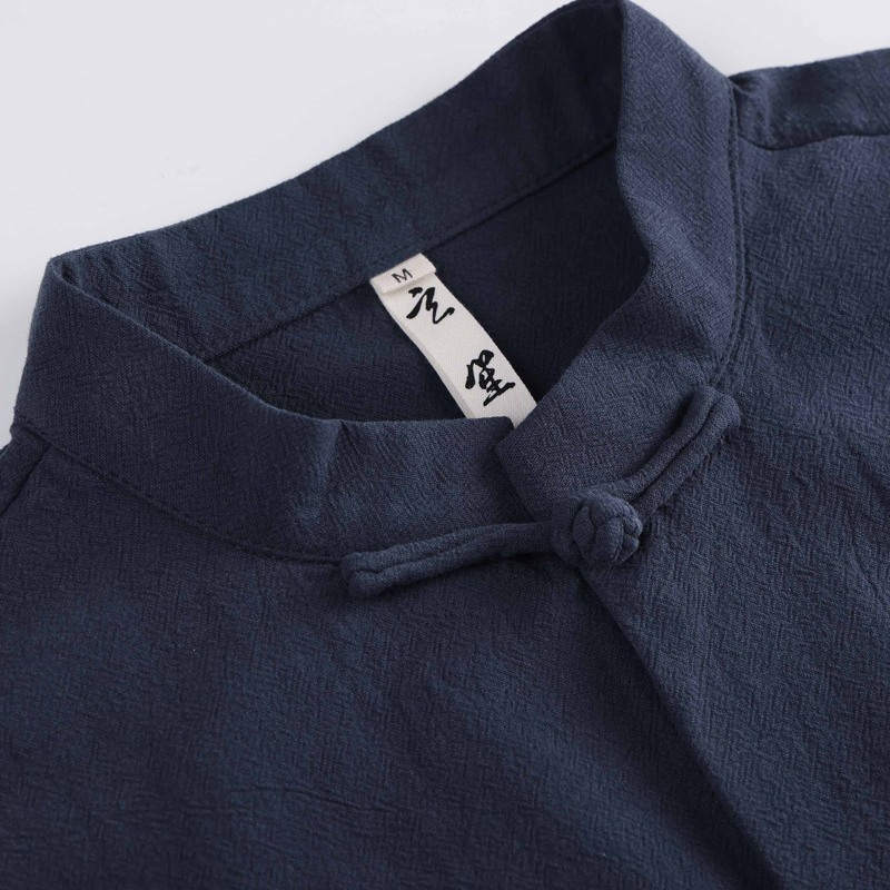 玄笙中国风棉麻衬衫男春秋唐装男宽松休闲长袖衬衣中式复古男装 - 图1