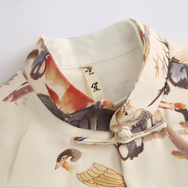 春季中国风唐装外套男春款新款改良长袖外套原创盘扣百鸟印花上衣,淘宝优惠券,粉丝福利购,淘宝优惠卷