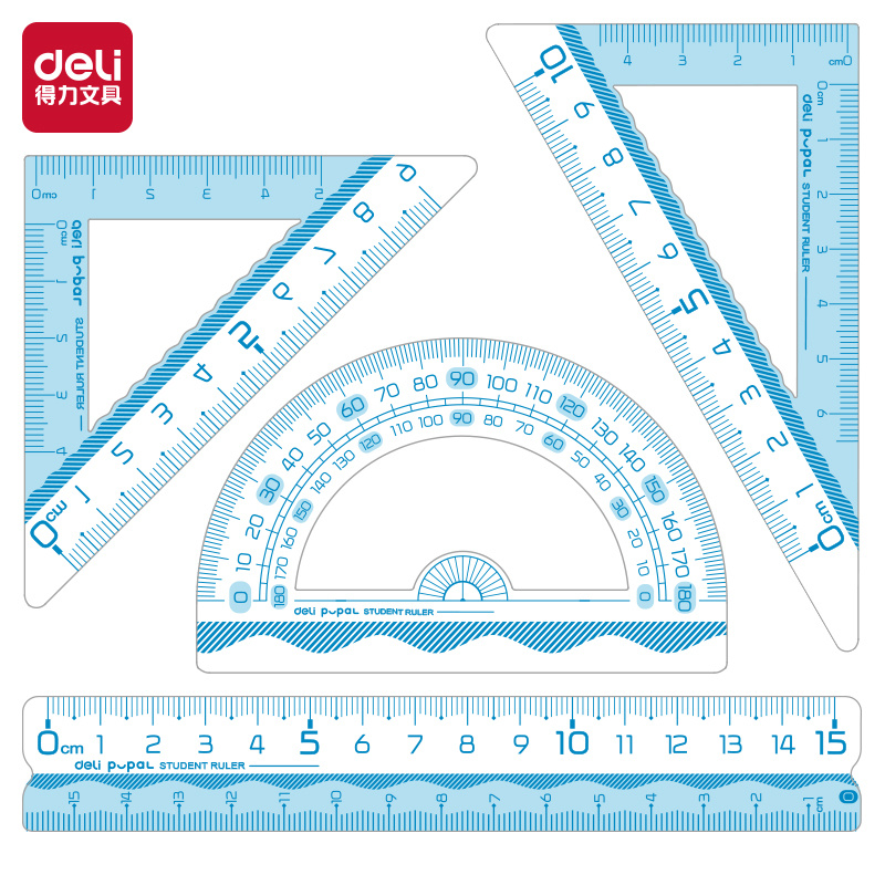 得力易拾取套尺高品质加厚四件套尺防爆材质学生用考试几何工具尺 - 图3