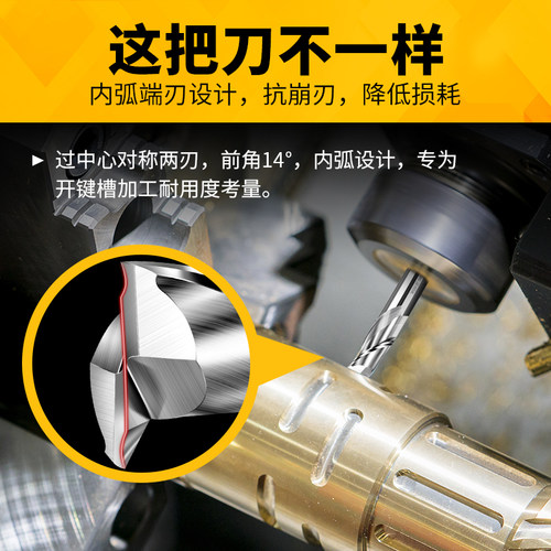 两刃加长白钢铣刀15键槽6二刃8不锈钢10铝用13双刃直柄高速钢洗刀 - 图1