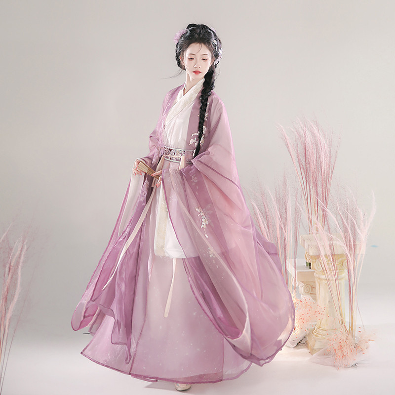 汉尚华莲原创汉服女[梅染清霜]大袖衫改良直裾清冷感三件套装,淘宝优惠券,粉丝福利购,淘宝优惠卷