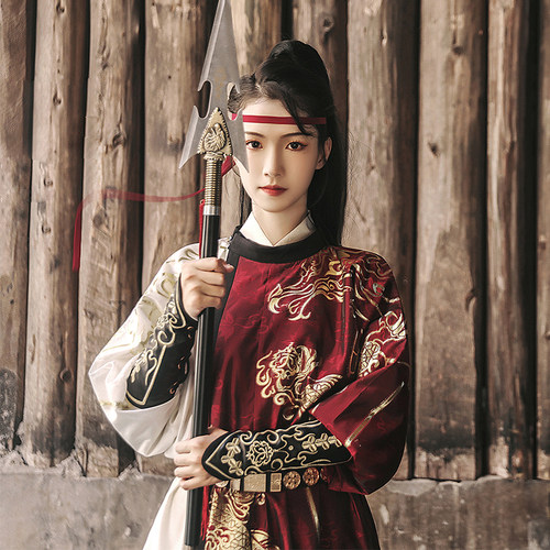 【正版授权】剑网3X汉尚华莲天策衍生汉服男女款任驰骋圆领袍春秋 - 图0