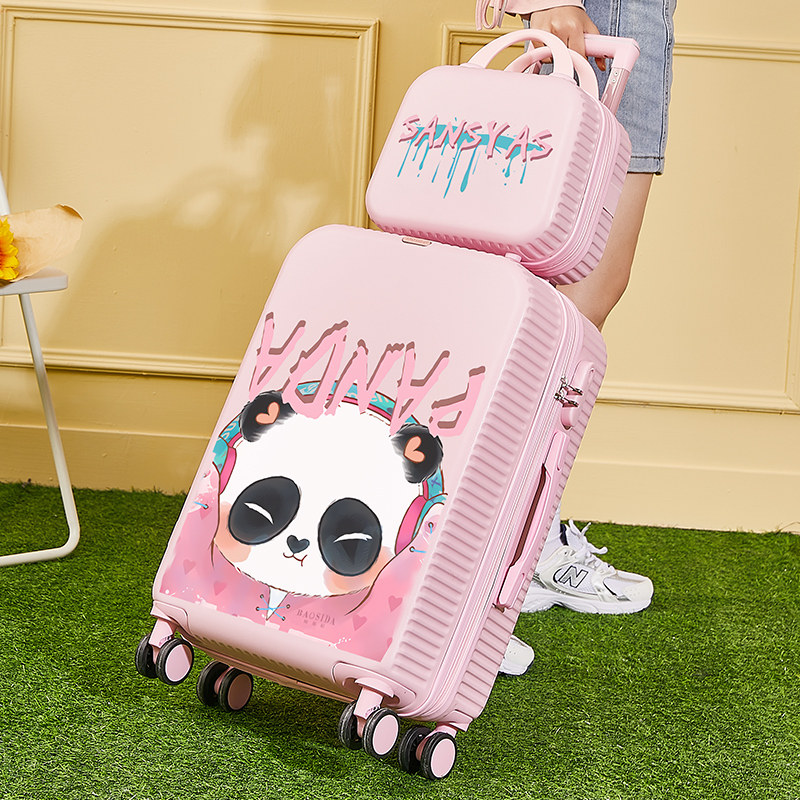新款涂鸦女20寸小型24耐用旅行箱子 卡新旅行箱