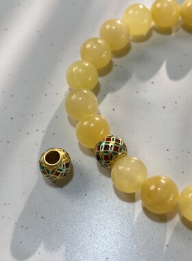 保色铜镀18K金滴油铜钱币隔珠手工diy手链项链配珠饰品材料LH1473