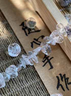 天然绿幽灵5*8mm有孔碎石手工diy串珠手链项链饰品配件材料S64