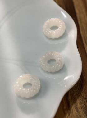 天然和田玉甜甜圈11*3mm跑环玉髓项链吊坠手工diy饰品配件X249