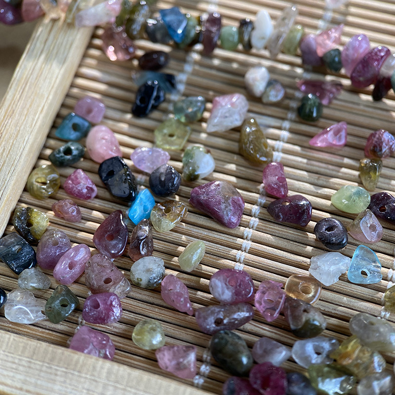 天然彩色碧玺3*5mm有孔碎石手工diy串珠手链项链饰品配件材料S01,淘宝优惠券,粉丝福利购,淘宝优惠卷