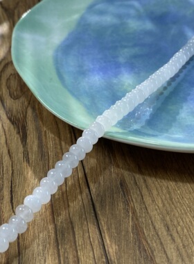 天然白玉髓5*8mm算盘珠散珠手工diy串珠手链项链饰品配件材料S910
