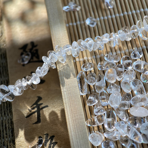 天然A级白水晶3*5mm有孔碎石手工diy串珠手链项链饰品配件材料S83 - 图1