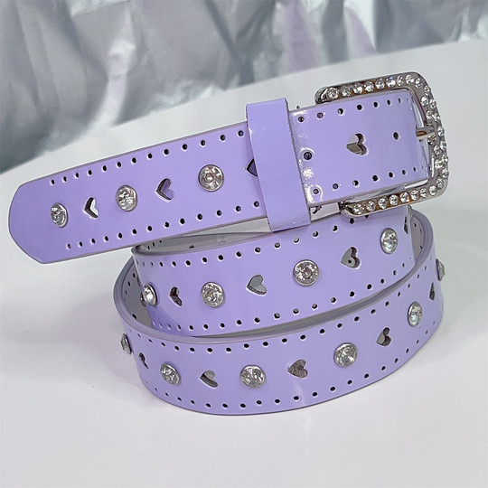 Y2K hot girl love rhinestone metal belt