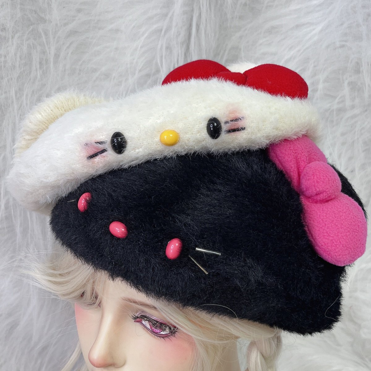 特价 日系猫咪耳朵蝴蝶结原宿Y2K女可爱软妹画家秋冬显脸小贝雷帽,淘宝优惠券,粉丝福利购,淘宝优惠卷