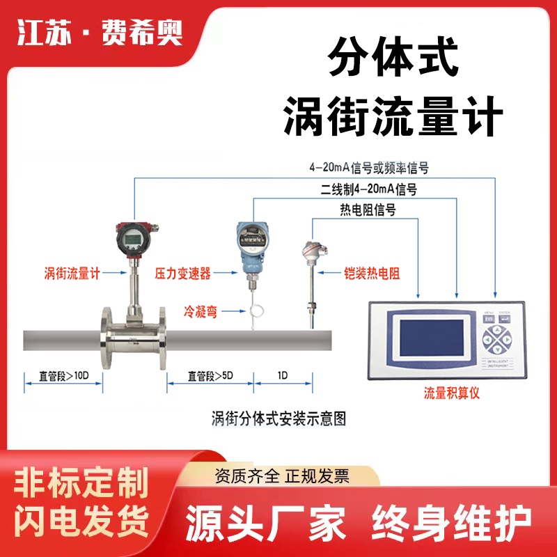 智能涡街流量计压缩空气液体锅炉蒸汽沼气氮气氩气dn25涡街流量计