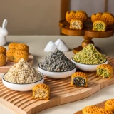 Низкий сахар, соль, арахисовая хрустящая начинка, лунный пирог, яичный желток, мясная нить, паста из красной фасоли, тесто, черный кунжутный материал, выпечка, домашнее коммерческое использование