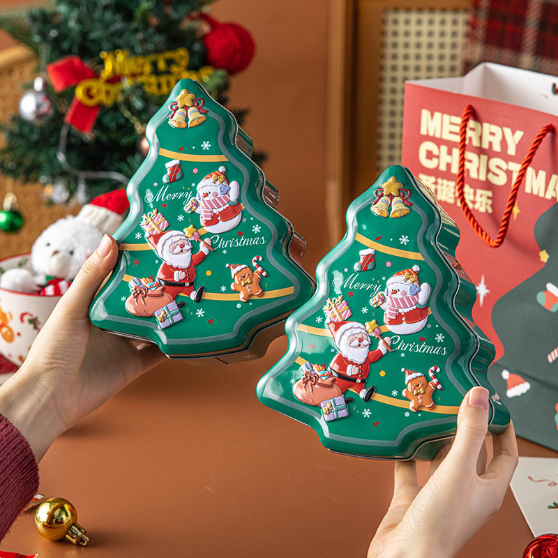 圣诞礼盒空马口铁罐子树形密储存物封高档小零食糖果饼干收纳点心,淘宝优惠券,粉丝福利购,淘宝优惠卷