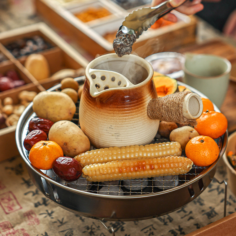 围炉煮茶全套套装器具室内外网红便携式2025年新款烤火炉碳家用 - 图1