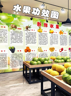 超市收银台背景墙装饰墙面生鲜广告墙纸壁纸贴纸商场壁画贴画海报
