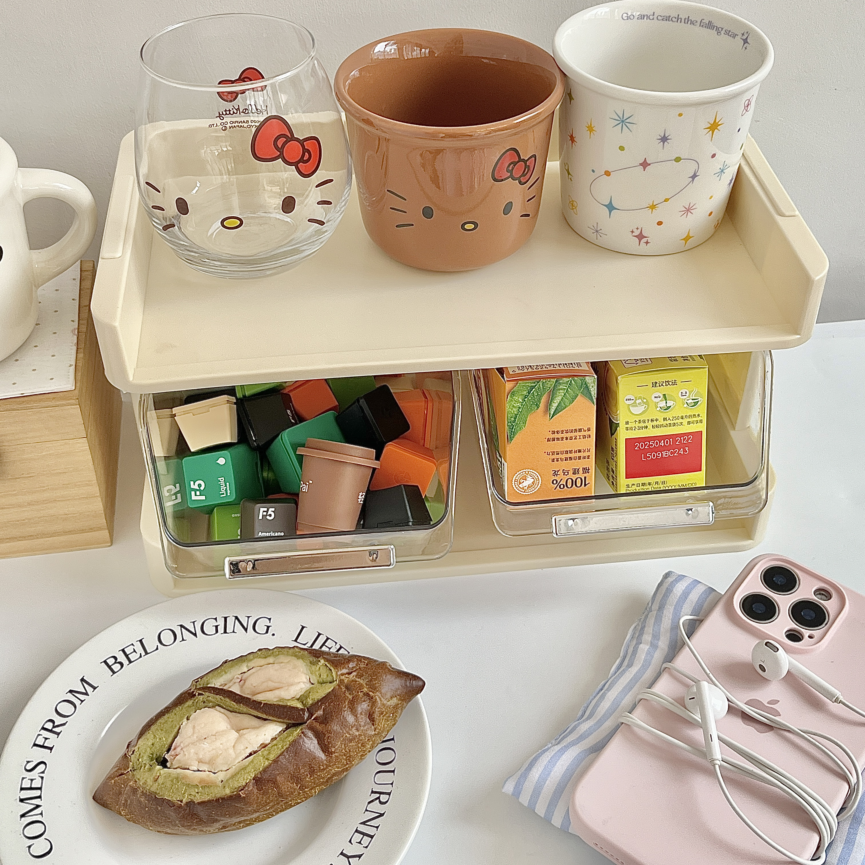 桌面咖啡茶包抽屉式收纳盒办公室透明杂物整理盒零食杯子置物架 - 图3