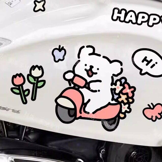 Line puppy electric car decorative stickers
