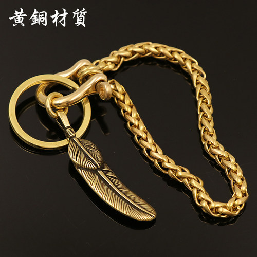 创意纯铜马蹄钥匙扣 男腰挂复古汽车钥匙扣挂件 纯手工黄铜钥匙扣 - 图1