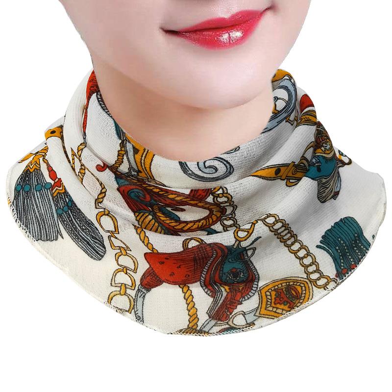 新款围脖丝巾护颈女韩版多功能挂耳遮脸防晒面罩时尚多功能面纱巾