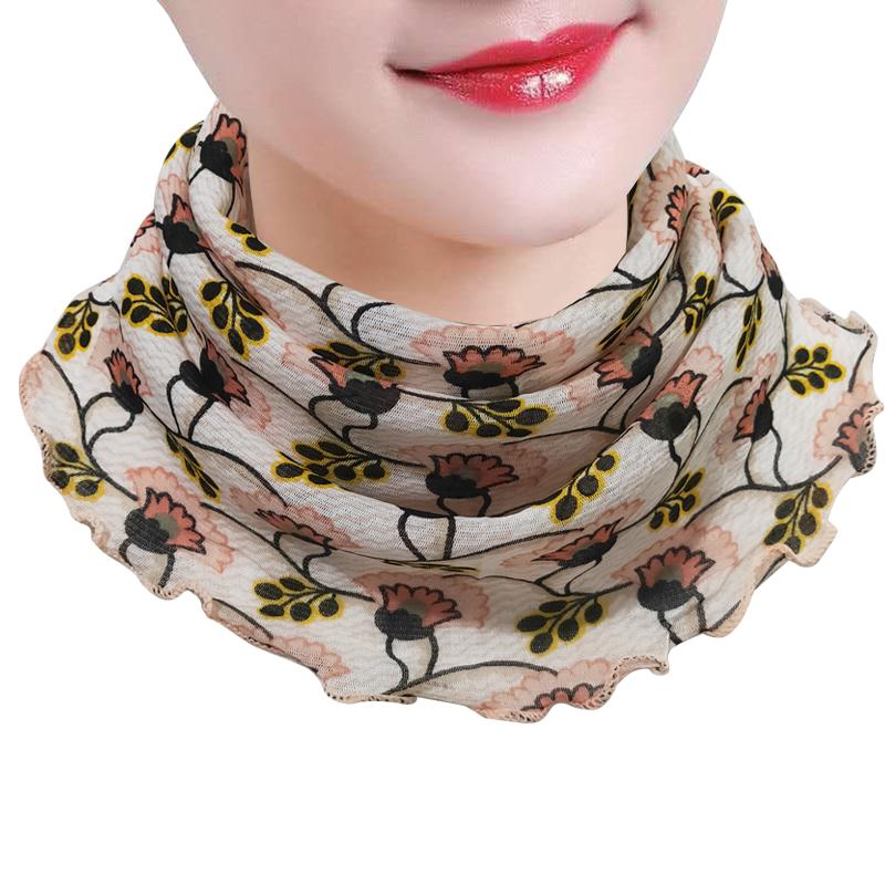 新款围脖丝巾护颈女韩版多功能挂耳遮脸防晒面罩时尚多功能面纱巾