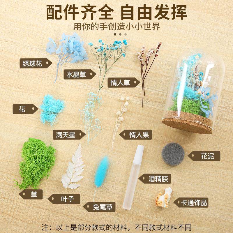 元旦礼物永生花玻璃罩装饰摆件儿童手工制作diy材料团建送朋友,淘宝优惠券,粉丝福利购,淘宝优惠卷