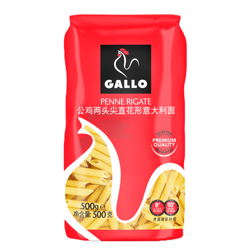 公鸡Gallo 两头尖直花形意大利面500g 多规格袋装 西班牙进口意面 - 图3