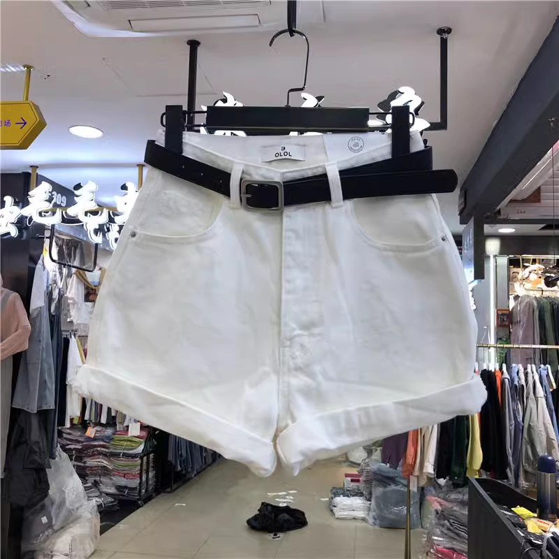 summer women denim shorts jeans ladies 高腰牛仔短裤女a字热裤