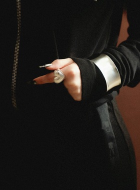 戒指小众设计师925纯银压纹工艺