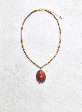 Apt 2025AW 红纹石黑玛瑙蓝玉图画石吊坠项链