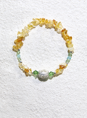 黄晶茶晶拼银珠手链手串