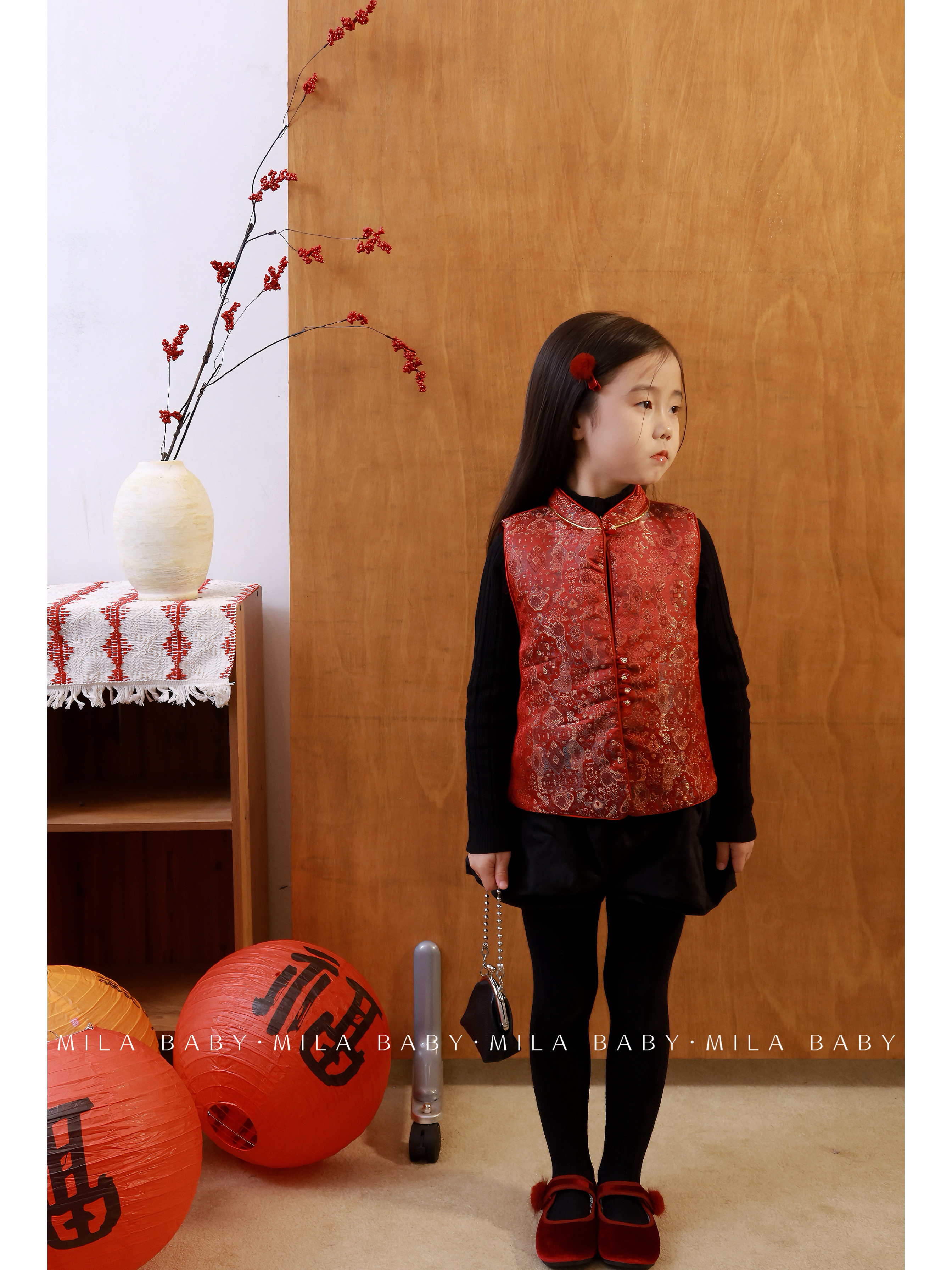 MILA BABY2025冬季女童新中式国风马甲儿童拜年服夹棉保暖背心,淘宝优惠券,粉丝福利购,淘宝优惠卷