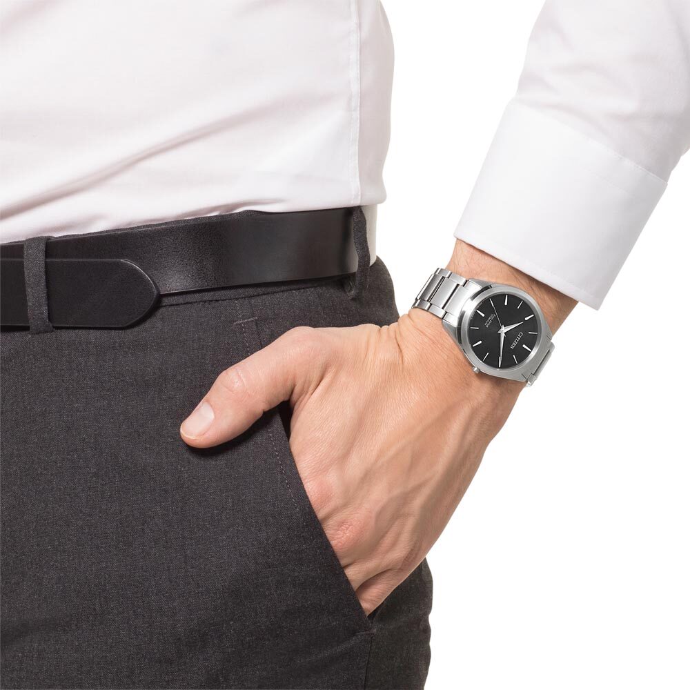 西铁城男光动能舒博钛合金轻便舒适 西铁城海外日韩腕表