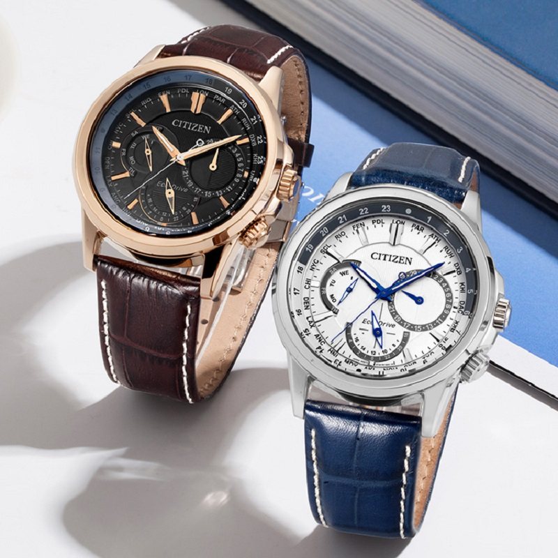 citizen西铁城手表男光动能三眼小蓝针皮带商务轻奢手表BU2020 citizen西铁城手表男光动能三眼小蓝针皮带商务轻奢手表BU2020