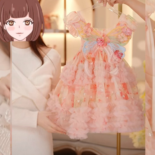 女童连衣裙2026夏季新款儿童洋气碎花公主裙宝宝时髦蝴蝶结吊带裙 - 图0