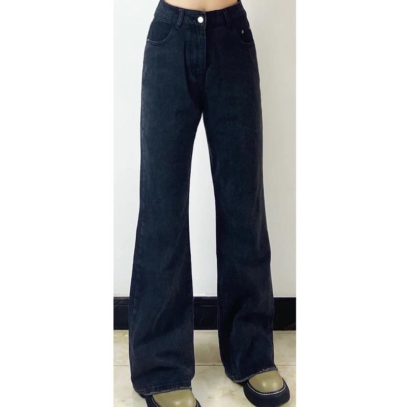 梨型身材黑色微喇叭裤秋冬牛仔裤 流行久久牛仔裤