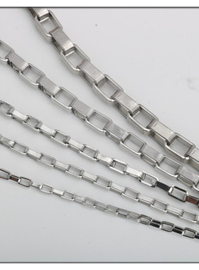 不锈钢长盒仔链长格子链威尼斯链钛钢男女项链吊坠配链箱包链