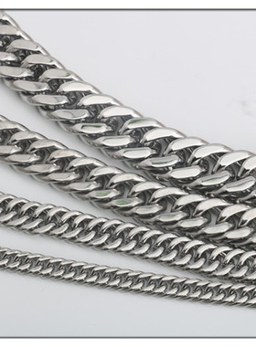 不锈钢双织双扣两面马鞭链项链