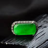 Jade ice sun green saddle live ring inlaid with Burmese jade ring thumb ring jade treatment